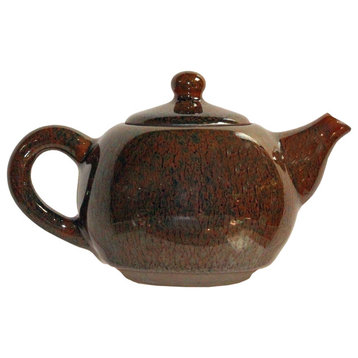Chinese Handmade Jianye Clay Bronze Brown Glaze Decor Teapot