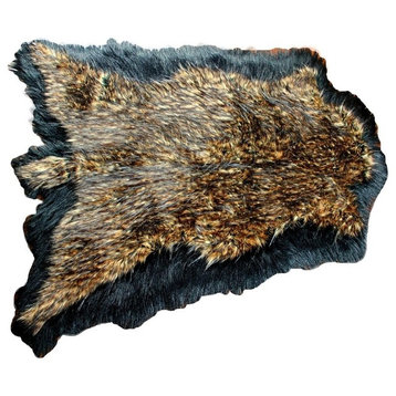 Pelt Faux Fur Double Bear Skin Rug, 3'x5'