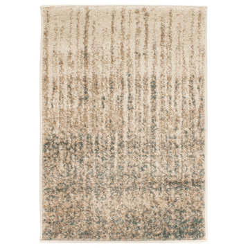 Murillo Abstract Waterfalls Rug - Cream and Teal - 2' X 3'