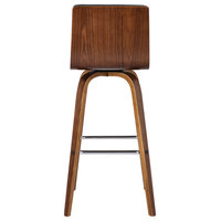 Vienna 26" Barstool, Walnut Wood Finish With Gray PU Upholstery