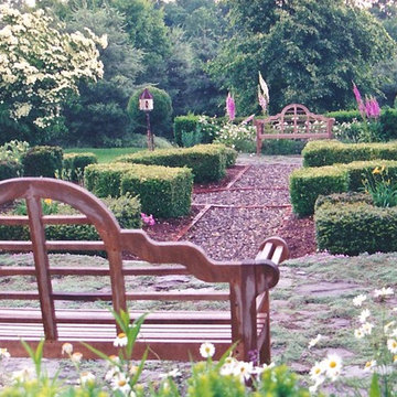 Courtyard garden design in Connecticut backyard