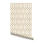 Geometric Hexagon Peel and Stick Vinyl Wallpaper, Gold, 24"w X 108"h