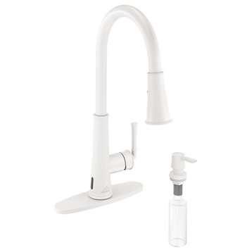 Single-Handle Pull Down Sprayer Kitchen Faucet with Touchless Sensor, Matte White