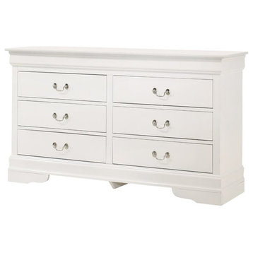 Bowery Hill Engineered Wood Traditional 6 Drawer Dresser in White