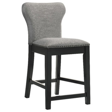 Pemberly Row Upholstered Fabric Counter Height Stools in Gray