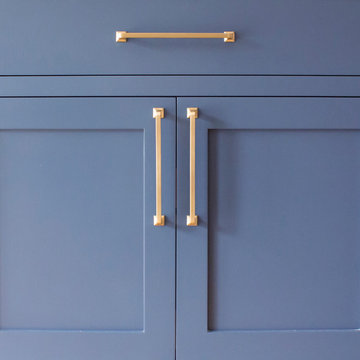 Blue & White Transitional Kitchen: Shaker Recessed Doors