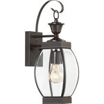 Quoizel - Oasis 1-Light Outdoor Lantern, Medici Bronze - This transitional collection complements many architectural styles and gives the exterior of your home both beauty and a sense of style. It has clean lines that allow the clear beveled glass to have optimum light output. The Medici Bronze finish completes the look of this series.