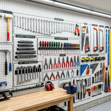 Complete Wall-Mounted Tool Organization System in a Home Garage