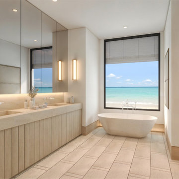 “Serenity Soaked” – A Coastal-Inspired Bathroom Retreat