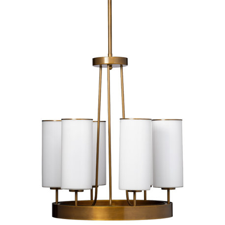 Kingdom Glass 6-Light Chandelier, Antique Brass