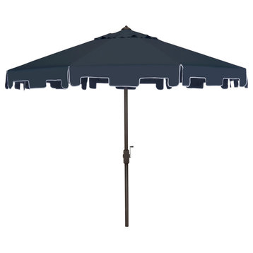 Safavieh Zimmerman Market Outdoor Umbrella With Flap, Navy