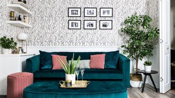 Living Room with Velvet Sofa, Contemporary Design