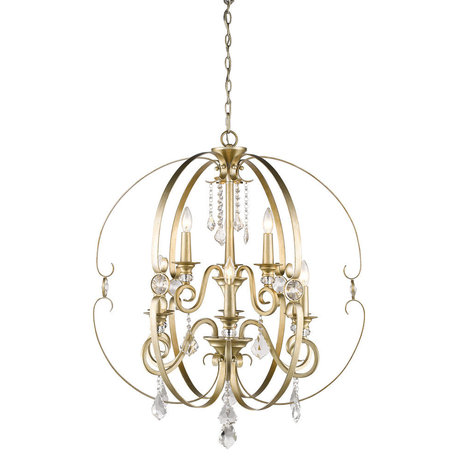 Ella 2-Tier 9-Light Chandelier, White Gold