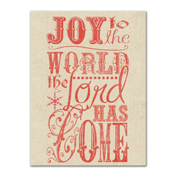DDCG - Rustic Red "Joy to the World" Canvas Wall Art, 18"x24" - Prints And Posters