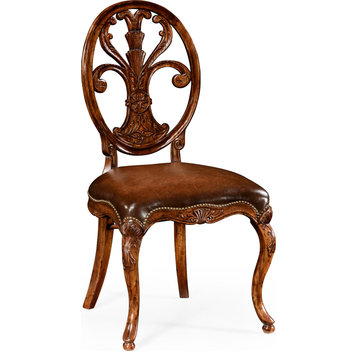 Windsor Sheraton Style Oval Back Side Chair (Set of 2) - Medium Walnut
