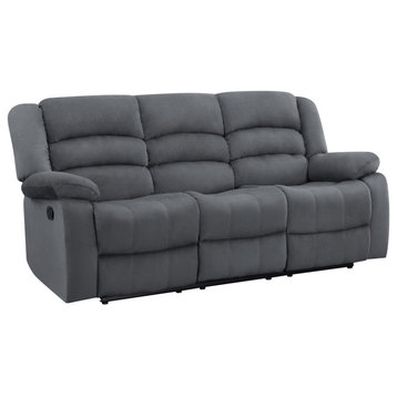 Callan Contemporary Microfiber Recliner Sofa, Gray