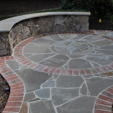 Flagstone, Brick border,Drystack colonial stone,Garden wall,seating wall