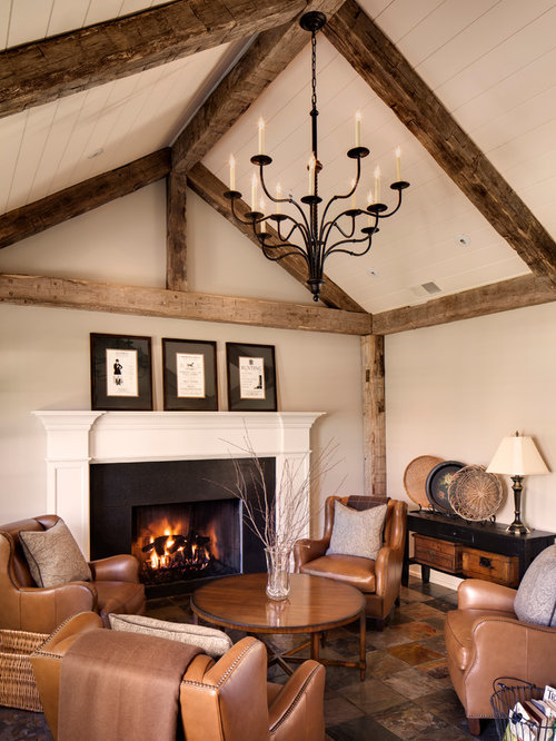 Living Room Design Ideas, Renovations & Photos with Slate Flooring