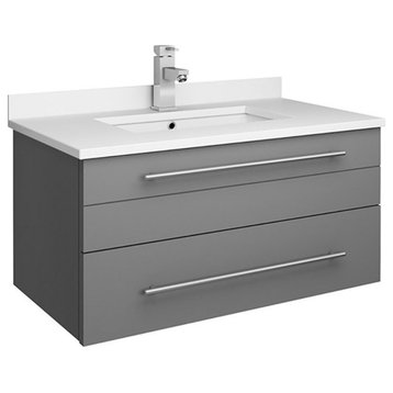Fresca Lucera 30" Solid Wood Bathroom Cabinet with Undermount Sink in Gray