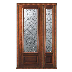 Prehung Side light Door 96 Wood Mahogany Savoy 1 Panel 3/4 Lite Glass - Front Doors