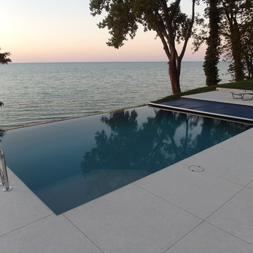 Infinity Edge Fiberglass Pool with Automatic Cover