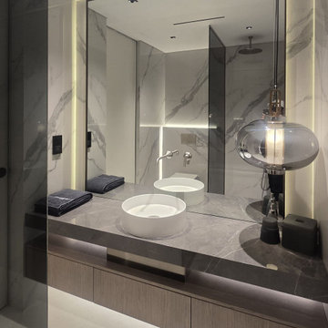 Ensuite Bathroom with Dark Stone Vanity