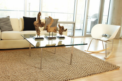 Example of a mountain style living room design in Los Angeles