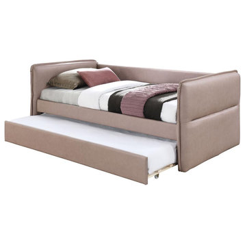 Trina Uph Twin Trundle Bed-Dusty Rose
