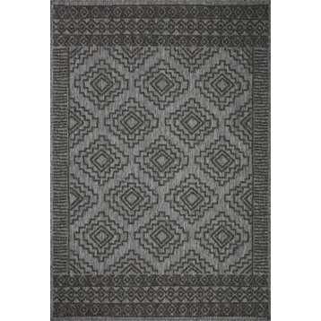 Loloi II In/Out Rainier Grey / Charcoal Area Rug, 18" X 18" Swatch