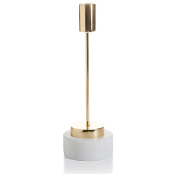 Mannara Brass and Marble Taper Candle Holder
