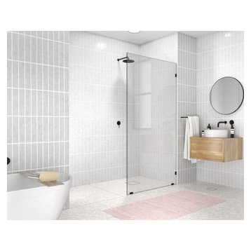 78"x40" Frameless Shower Door Single Fixed Panel, Matte Black