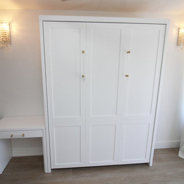 Custom Shaker Panel Murphy Wall Bed, Hidden Leg, Left Side Swing-Out Table