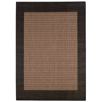 Couristan Recife Checkered Field Cocoa and Black Indoor/Outdoor Rug, 7'6" Square