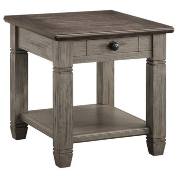 Lexicon Granby Wood 1 Drawer End Table in Antique Gray