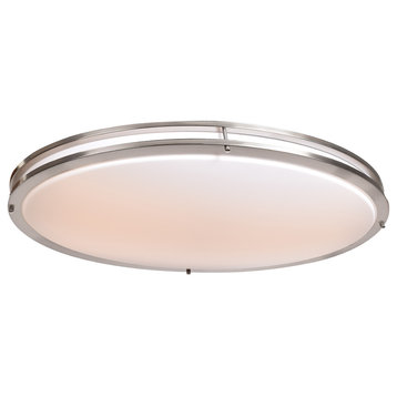 Solero Oval LED Flush Mount Ceiling Light, Brushed Steel