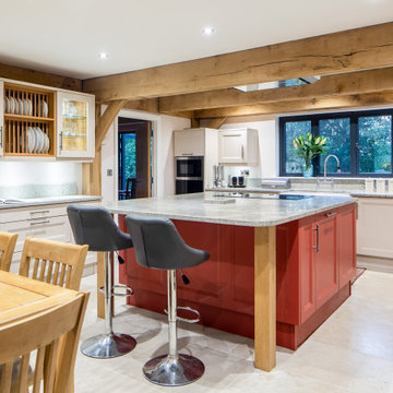 Contemporary country style kitchen, with colourful central island.