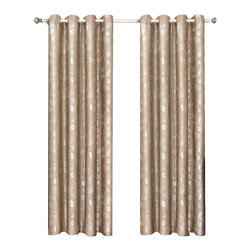 Royal Tradition - Charlotte Jacquard Grommet Window Panels, Set of 2, Mocha, 104"x63" - Curtains