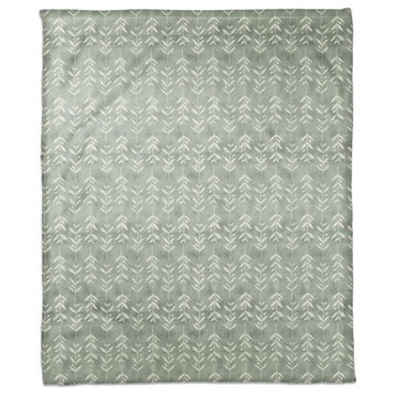 Leafy Vine Pattern Soft Green 50x60 Coral Fleece Blanket