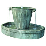 Campania - Anfora Garden Fountain, Nero Nuovo - The Anfora Garden Fountain offers a contemporary and unique design. water bubbles from the top and spills from both sides into the basin below.