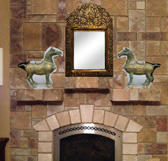 Need help decorating an odd fireplace mantle