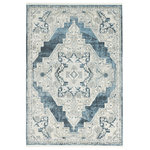 Nourison - Nourison Carina CNA01 Transitional Blue_Grey Rectangle Area Rug - Elegant and timeless, the Carina Collection transports the fine Persian designs of yesteryear to the modern era. These  rugs showcase intricate floral center medallion patterns in an array of rich and muted color palettes to fit your design needs. Machine-made of silky-smooth polyester, Carina is finished with fringed edges and an abrash effect for an extra touch of vintage style.