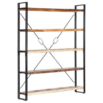 vidaXL Bookshelf 5-Tier Bookcase Book Rack Standing Shelf Solid Reclaimed Wood