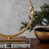 29" Metal Standing Ring Linen Shade Acrylic Gold Finish On-Off Switch Table Lamp