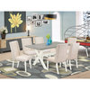 East West Furniture X-Style 7-piece Wood Dining Set in White/Cream/Cement
