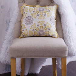 Gold Sunburst Pillow with Gold Lace Ruffle - Bedding