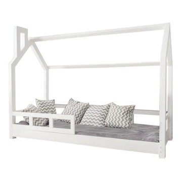 Scandinavian House Bed With Barriers, 90x200 cm