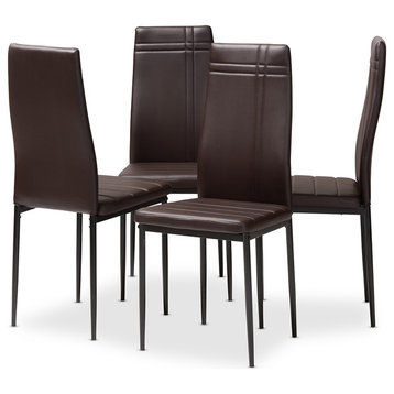 Matiese Faux Leather Upholstered Dining Chair, Set of 4, Dark Brown