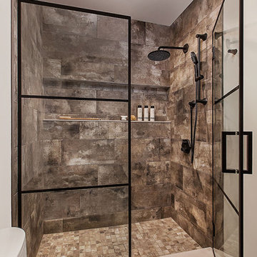 Rustic Urban Lounge Basement Remodel in Birmingham, MI