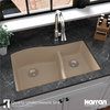 Karran Undermount Quartz 32" 60/40 Double Bowl Kitchen Sink, Bisque