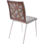 Armen Living - Crystal Dining Chairs, Set of 2 - The Crystal Collection is one Armen Living collection that is sure to be the most intricate furniture piece in your home. Transforming the feel of your dining, living or bar from a mere home space to chic bar-lounge feel, the Crystal dining chairs come in a rich Gray fabric and finished with an complex Walnut veneer wood back panel on a sleek stainless steel legs. The Crystal dining chairs can be used in your dining room, kitchen or as extra sitting as you entertain your guests in your home. It pairs perfectly with our Crystal dining table or as extra seating around your home.